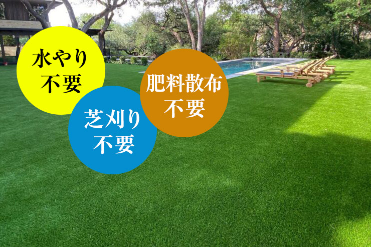 水やり不要、芝刈り不要、肥料散布不要
